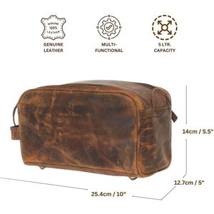 Handcrafted Vintage Buffalo Leather Dopp <b>Kit</b> <b>Men's</b> Toiletry Organizer for <b>Grooming</b> - Product Image 6