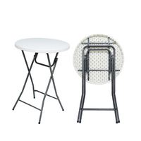 Table de bar pliable moderne ronde de 110cm de hauteur barre de fête en plein air Table en plastique pliante blanche