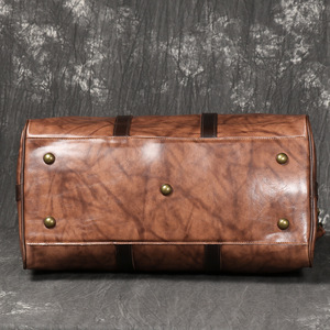 Bolsa de Viaje de Cuero Vacuno Natural con Logotipo Personalizado, Gran Capacidad, Impermeable, Unisex, Correa Ajustable, Bolsa de Equipaje para Fin de Semana - Product Image 5