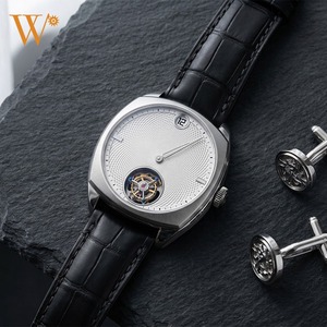 Montre de luxe à heures sautantes, cadran guilloché, boîtier coussin, logo personnalisé, montre-bracelet mécanique pour homme, fabricants GM007.1 Eli - Product Image 1