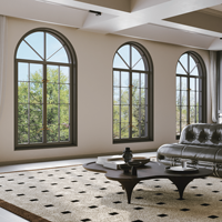 Ventanas Francesas de Arco Retro de Aluminio con Doble Acristalamiento y Eficiencia Energética Personalizadas de Fábrica EBON, Ventana Abatible de Doble Hoja con Apertura hacia Afuera