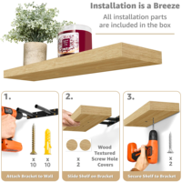 Étagères flottantes en bois massif pour montage mural, décoration intérieure, étagère de cuisine, service OEM, faible MOQ