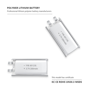 OEM/ODM卸売3.7V/200mah 601235マイクロポーチリチウムポリマーバッテリーセル安定した信頼性の高いポーチリチウムイオン電池 - Product Image 4