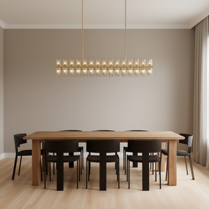 Lustre moderne rectangulaire en cristal et laiton doré de 54 pouces pour salle à manger, îlot de cuisine, salon - Product Image 2