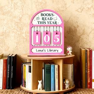 Ornement de bureau en buis pour affichage des statistiques de lecture, avec motif étoile rayé et calendrier de table en forme d'arche - Product Image 4