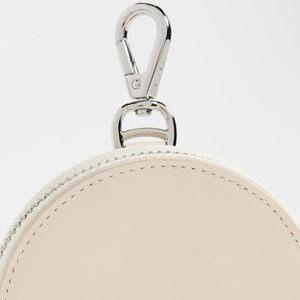 Custom Beige Leather <b>Small</b> Coin Bag Hook Portable Unisex Zipper Card <b>Purse</b> Shopping Walking Dog Traveling Eco-Friendly Chain - Product Image 3