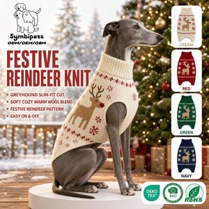 Designer Multi Pattern Christmas Pet Knit Sweater Plaid Star <strong>Xmas</strong> Tree Design Slim Fit <strong>Dog</strong> <strong>Jumper</strong> for Greyhound Whippet - Product Image 3