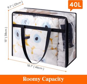 Nuoxin grande capacité <span class=keywords><strong>vinyle</strong></span> pliable mobile Pvc tissu clair couverture sac de rangement avec fermeture éclair - Product Image 3