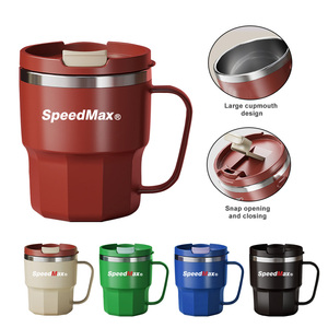 2025 gran oferta promoción BPA libre doble pared de acero inoxidable vaso de viaje taza de café PP exterior con asa 400ML - Product Image 6