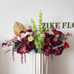 Hoa cưới giả làm bằng lụa màu đỏ đô, trắng ngà, hồng, xanh lá cây, hoa thủy tiên dùng cho lễ tốt nghiệp, vòm hoa màu đỏ đô, thiết kế mới - Product Image 3