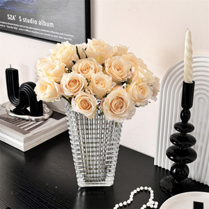 Bouquet de roses artificielles en soie, 21 pièces, décorations de mariage pour les mariées - Product Image 4