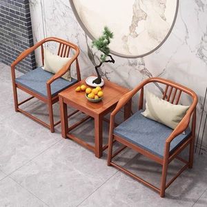 Solid Wood Three Piece Armchair Set <b>Walnut</b> Color Living Room Tea <b>Table</b> Chair Combination New Chinese Style - Product Image 2