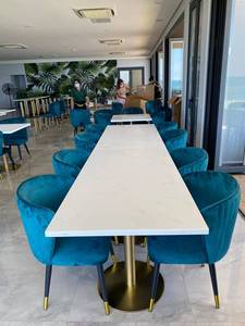 Juego de Muebles para Restaurante, Sillas de Comedor de Piedra Blanca para 4 Personas, Estilo Café Azul, para Hoteles y Restaurantes en Filipinas - Product Image 2