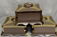 Ensemble de casseroles isothermes carrées de luxe 3 pièces 4L 5L 6L, chauffe-plats avec base dorée pour la restauration de mariage