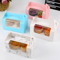 Mini boîte d'emballage à dessert en papier de couleur pour bouquet boulangerie pâtisserie muffins boîte à cupcakes avec fenêtre vente en gros