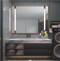 Art Mirror Modern Smart LED Stainless Sensor Switch Anti-Fog Dimmable Wall-Mounted Backlit Vanity Mirror with Touch Switch