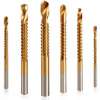 Lot de 6 forets hélicoïdaux HSS revêtus de titane 3-8 mm à pointe fendue dentelée pour rainurage du bois, du plastique et de l'aluminium fin