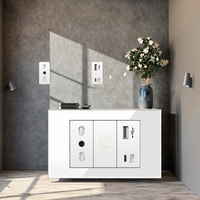 Interrupteur combiné 4 voies DELEFU, bricolage, 20A, chargeur USB, prise murale avec ports USB de type C, matériau acrylique et verre, 2 prises
