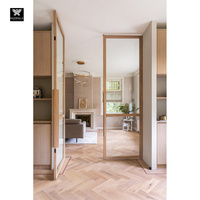 Portes intérieures en bois de style français avec verre trempé, cloisons modernes personnalisées, grilles en bois massif, portes battantes pour maisons