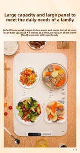 Plaque chauffante électrique portable en silicone pliable, tapis chauffant pour aliments de cuisine avec contrôle <span class=keywords><strong>tactile</strong></span> de la température - Product Image 4