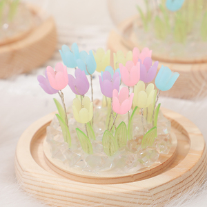 New DIY Chất Liệu Gói Thủ Công Tulip Đèn Bàn, Tùy chỉnh-Thực Hiện Glass Bìa Đồ Trang Sức Vĩnh Cửu Hộp Hoa Tulip <span class=keywords><strong>Glow</strong></span> Ánh Sáng Ban Đêm - Product Image 5