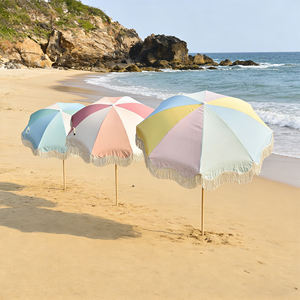 Parasol <span class=keywords><strong>de</strong></span> <span class=keywords><strong>plage</strong></span> bohème à franges en gros - Blocs <span class=keywords><strong>de</strong></span> couleurs macaron et mât en bois pour <span class=keywords><strong>l</strong></span>'approvisionnement en vrac des complexes hôteliers - Product Image 4