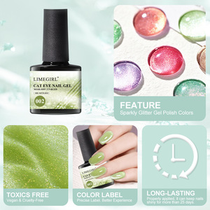 Ensemble de vernis à ongles en gel UV LED œil de chat en jade cristal 7 couleurs avec finition néon magnétique forte 15 ml chacun pour le nail art - Product Image 3