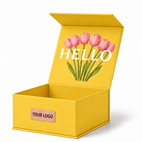 Boîte d'emballage en carton rigide jaune personnalisée de luxe avec logo, faite à la main, en forme de livre, avec aimant, boîtes en papier rigide