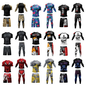 Großhandel Herren Boxen Fitness-Studio Fitnessshorts Leggins Kompression T-Shirt 4-teiliges Set, Weste, individuelle Mma Bjj Wachsport-Gymnastikbekleidung - Product Image 4