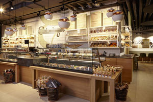 เฟอร์นิเจอร์ร้านเบเกอรี่สั่งทำพิเศษคุณภาพสูง ตู้โชว์สินค้า ชั้นวางสินค้า ร้านขายขนมปัง เฟอร์นิเจอร์ไม้ ออกแบบตามสั่ง FDS-W02 Baker - Product Image 2