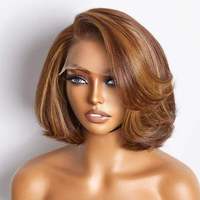 Nouveau design perruques de cheveux humains crépus droits Yaki droite Bob 100% perruques de cheveux humains avant de lacet Pixie Cut fermeture perruque pour les femmes