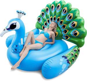 Flotador Gigante de PVC con Forma de Pavo Real, 66 x 62 x 48 Pulgadas, Flotador Inflable para Montar para Adultos - CREA OLAS - Product Image 1