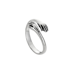 Bague Double Hug gravée en forme de cœur, design ouvert, pour femmes, bijoux cadeau, style européen à la mode - Product Image 2