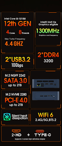 Máy tính mini xách tay mini máy tính để bàn nhỏ máy chủ lưu trữ nhỏ 1215u thế hệ thứ 12 trò chơi văn phòng 16GB bộ nhớ + 512GB Ổ cứng máy chủ - Product Image 5