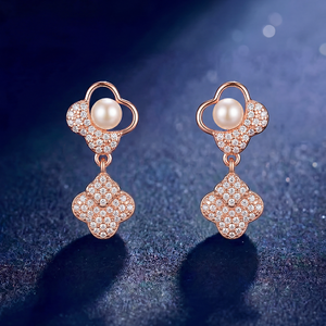 Elegantes Pendientes de Perlas de Agua Dulce de Plata S925, Joyería Delicada con Ramas de Circonio para Mujer, Regalo de Boda - Product Image 3