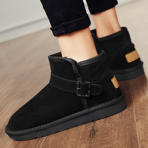 Snow Boots Men Ankle <b>Bootie</b> Round Toe Faux Suede Plush Lining Rubber Outsole Warm Anti Slip Winter Outdoor Casual Shoes - Product Image 3