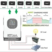 120A 60A 24v 48v 96v 120v 192v Régulateur automatique de batterie à panneau solaire LCD 480VDC Contrôleur intelligent de charge solaire MPPT haute tension