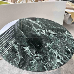 Mesa de comedor de mármol natural Pedestal de piedra artística mesas de comedor de sala de estar juego de mesa de comedor moderno de lujo verde - Product Image 4