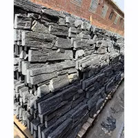 Carbón al azar negro cuarcita pizarra cornisa, apilados piedra decorativa para paredes