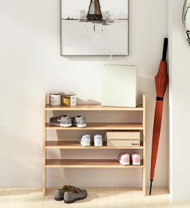 ตู้รองเท้าไม้แข็งแบบพกพาสำหรับโรงแรมชั้นวางรองเท้าแบบเปิดตามธรรมชาติทางเข้าห้างสรรพสินค้าพื้นที่รับประทานอาหารหอพักห้องนั่งเล่น/ห้องรับประทานอาหาร - Product Image 5