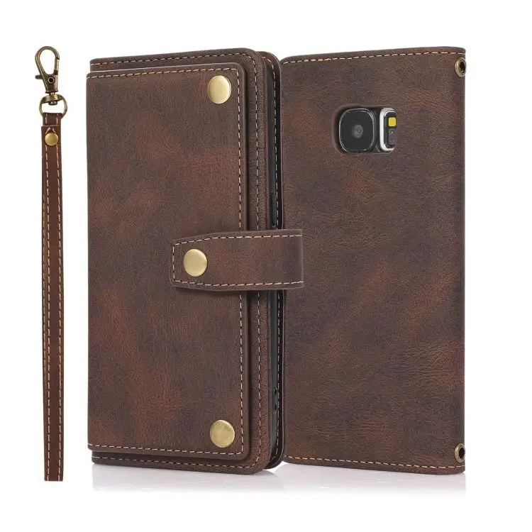 Brown Book Case Mobile Phone Case for Samsung Galaxy S9 S7 Sell Phone Case for Iphone 11 Pro 12 Mini 13 Pro Max 14 Plus Wallet