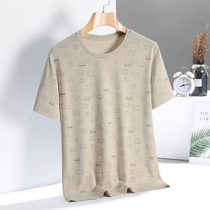 T-shirt à manches courtes pour hommes d'âge moyen en été mince glace maille oeil respirant séchage rapide T-shirt lettre imprimé haut à la mode - Product Image 3