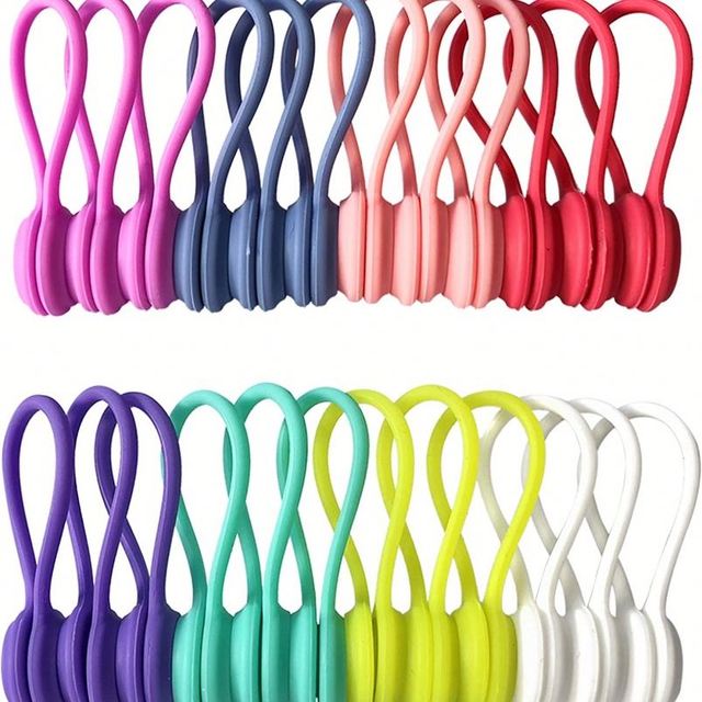 Reusable Flexible Silicone Twist Ties Strong Magnet for Eco-Friendly Cable Bundling Organization Multi-color Custom Logo Option