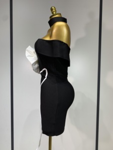 <span class=keywords><strong>Vestido</strong></span> <span class=keywords><strong>de</strong></span> <span class=keywords><strong>Fiesta</strong></span> Elegante <span class=keywords><strong>para</strong></span> <span class=keywords><strong>Mujer</strong></span>, Sexy, con Hombros Descubiertos, <span class=keywords><strong>Blanco</strong></span> con Flores, Negro, Mini, Ajustado, con Vendaje, <span class=keywords><strong>de</strong></span> Lujo, <span class=keywords><strong>para</strong></span> Celebridades, Noche, Club - Product Image 3
