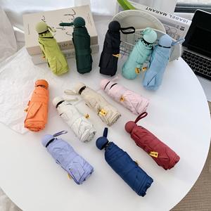 Paraguas de Bolsillo Plegable de 5 Secciones, Portátil, con Varillas de Aleación, Logotipo Personalizado, Mango de Plástico, Doble Uso, Protección Solar y Contra la Lluvia, Revestimiento Negro UV - Product Image 2