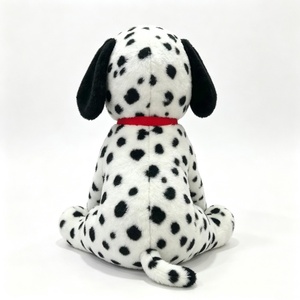 Peluche Dalmatien personnalisée noir et blanc à pois, peluche Dalmatien assis avec collier en forme de cœur, adorable cadeau en peluche pour chien - Product Image 3
