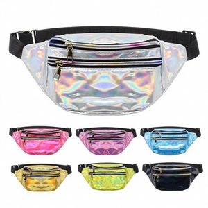 Sac banane laser de voyage extérieur à fermeture éclair en cuir PU irisé personnalisé pour femme - Prix de gros - Product Image 1