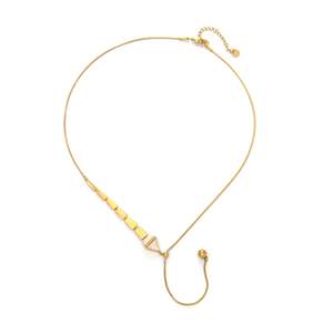Collier pendentif tendance en acier inoxydable 316L plaqué or PVD, chaîne durable et résistante avec perles géométriques et accent perlé - Product Image 1