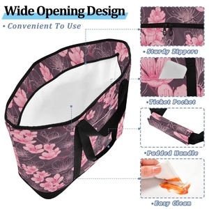 Personalized Logo Women's <b>Lunch</b> <b>Bag</b> Summer Beach Reusable Zipper Custom Flower Blossom Cooler Insulated <b>Tote</b> <b>Bag</b> for Camping - Product Image 5