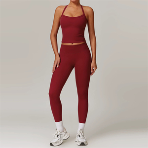 Conjunto Deportivo de 2 Piezas para Yoga, Top Deportivo sin Costuras y Leggings de Cintura Alta para <span class=keywords><strong>Mujer</strong></span>, Venta al por Mayor - Product Image 4